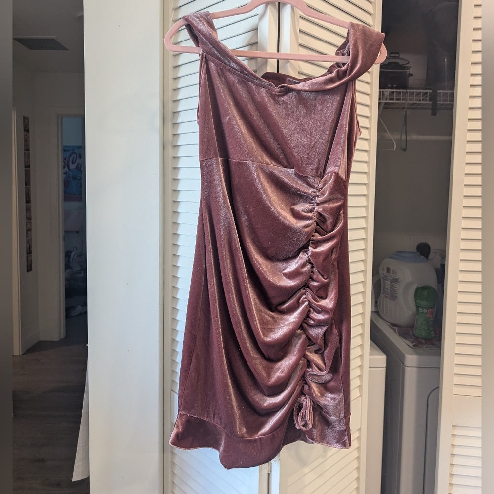 Shein‎ Elegant Pink Ruched Velvet Dress Size XL